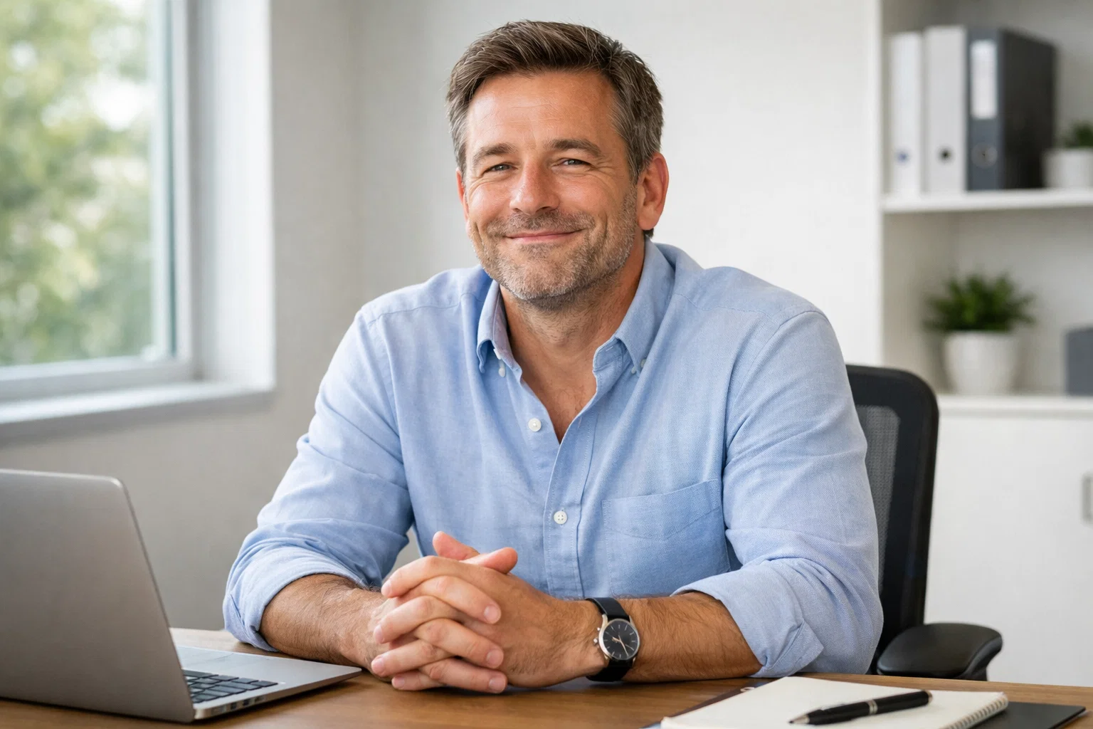 Uomo soddisfatto dopo una decisione ben presa