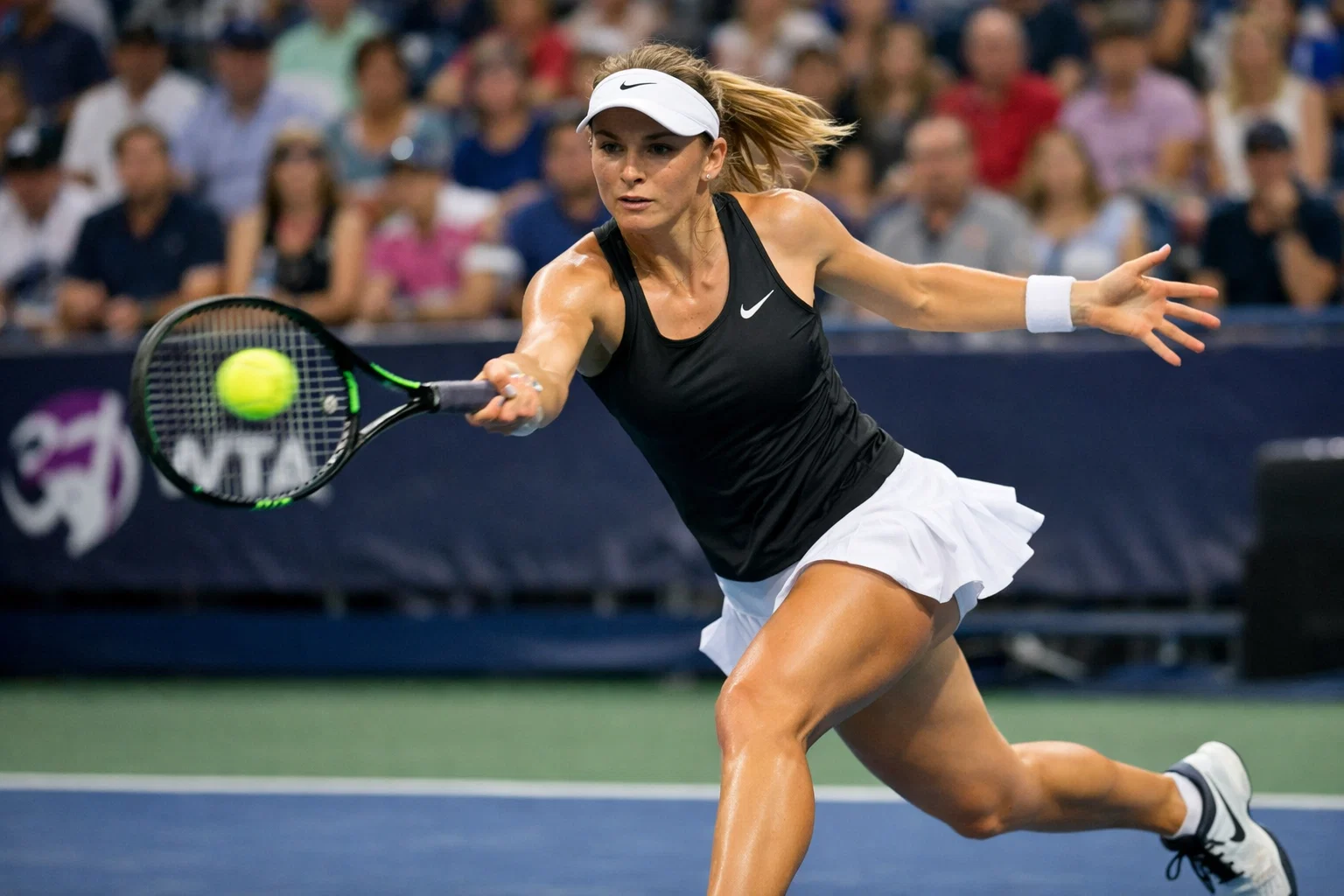 Tennista professionista femminile durante un match